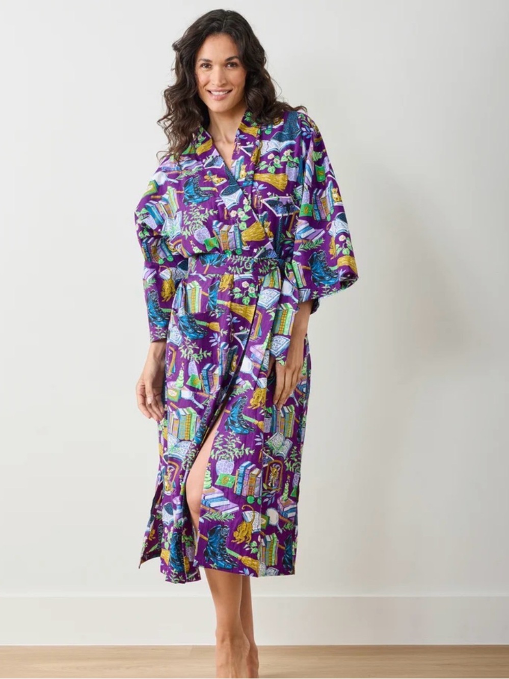 Exclusive PrintFresh Purple Wicked Kimono Robe with Belt - NWT